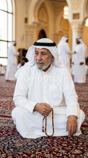 رجل كويتي في المسجد الكبير خلال صلاة عيد الأضحى