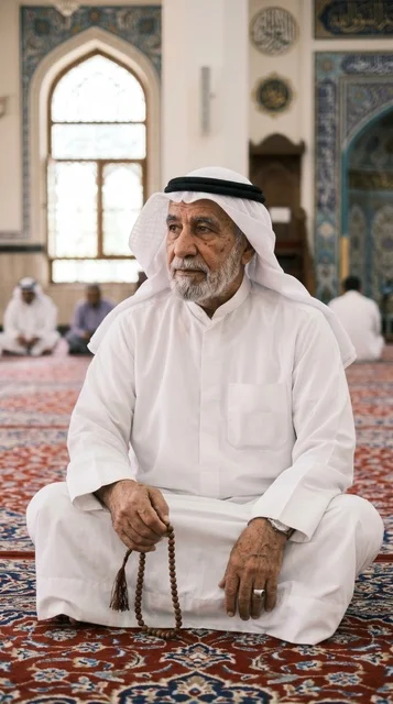 Elderly Kuwaiti Man at Grand Mosque Kuwait Prayer