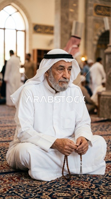 رجل كويتي في المسجد الكبير بدولة الكويت