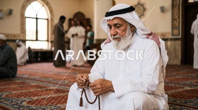 رجل كويتي في المسجد الكبير خلال صلاة العيد