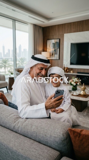 جد إماراتي يرسل عيدية رقمية عبر الهاتف الذكي