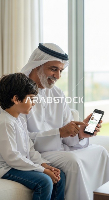 جد إماراتي يرسل العيدية الرقمية لحفيده عبر الهاتف