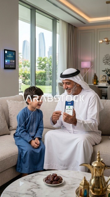 جد إماراتي يحول العيدية رقمياً لحفيده في دبي