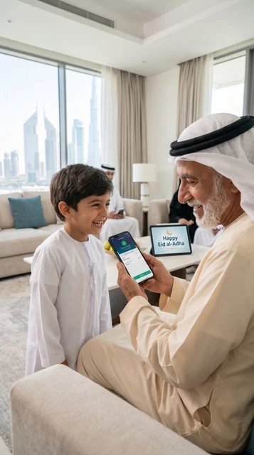 جد إماراتي يرسل عيدية رقمية في دبي