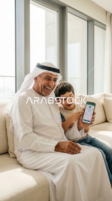 جد إماراتي يرسل عيدية رقمية لحفيده بالهاتف