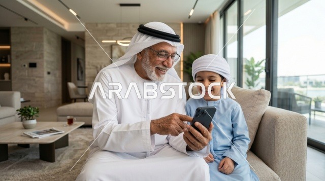 جد إماراتي يحول العيدية رقمياً لحفيده عبر الهاتف