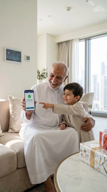 جد إماراتي يرسل عيدية رقمية لحفيده عبر الهاتف