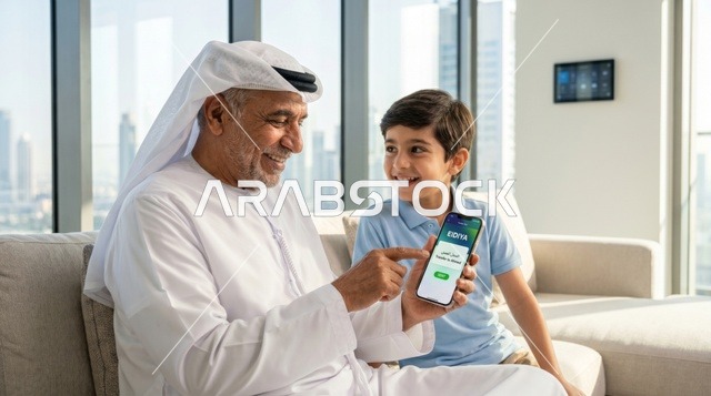 جد إماراتي يرسل عيدية رقمية عبر الهاتف الذكي