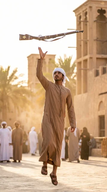 Emirati Man Performing Yowlah Dance in UAE