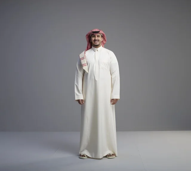 Saudi Man in Traditional Dress Studio Portrait Full Body
