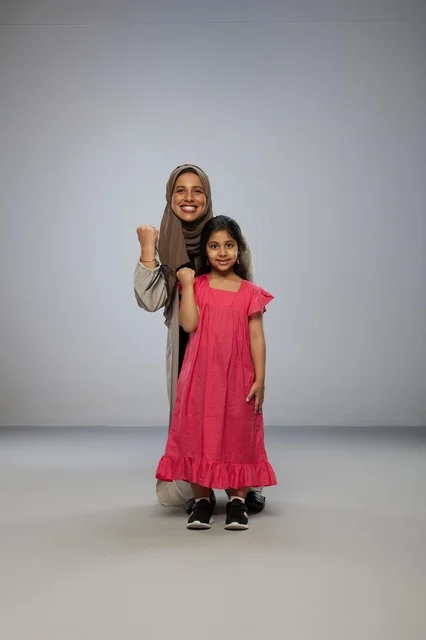 Saudi Mother and Daughter Studio Portrait