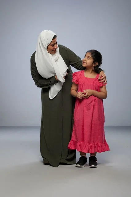 Saudi Mother and Daughter Studio Portrait