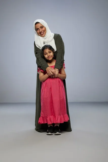Saudi Mother and Daughter in Studio Portrait