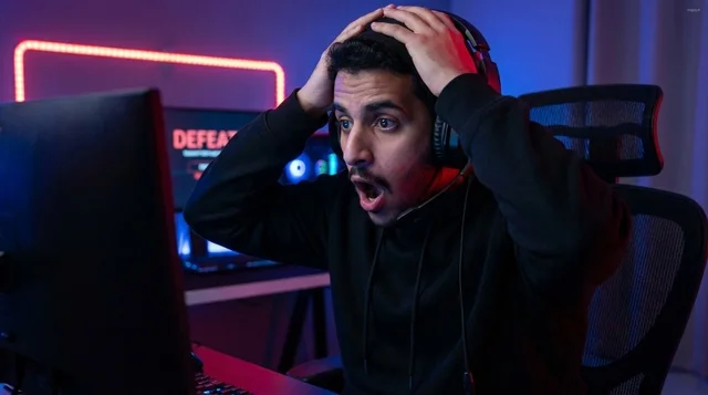 Saudi Gamer Shocked by Defeat in Front of Computer