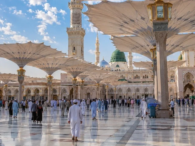 Prophet's Mosque Medina Courtyard with Umbrellas