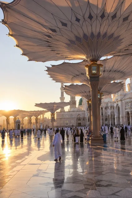 Al-Masjid an-Nabawi Medina Courtyard at Sunrise