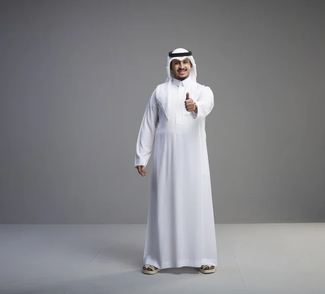 Elegant Saudi Man in Traditional White Thobe