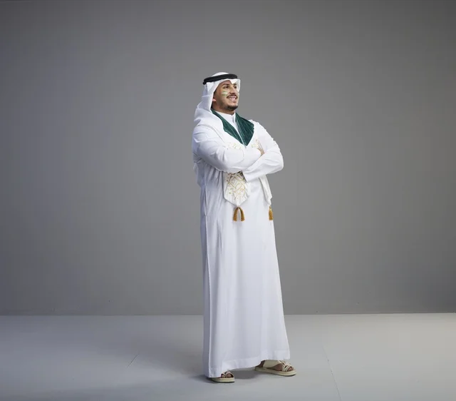 Saudi Male Graduate in Traditional Attire Studio Portrait