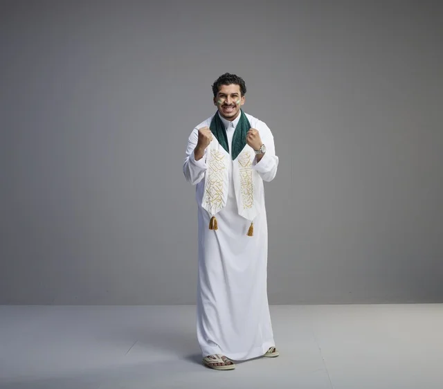 Saudi Man Celebrating National Day in Traditional Dress