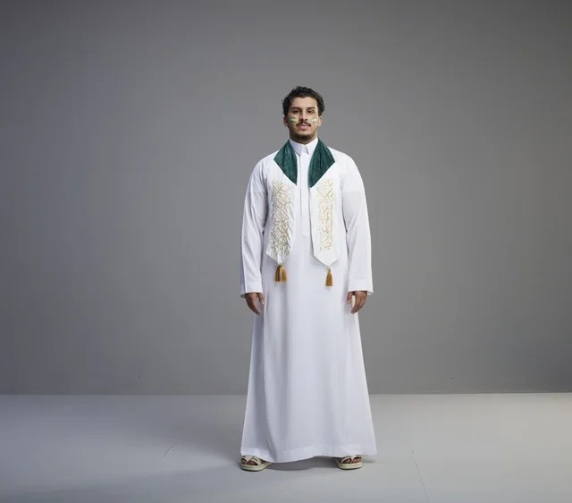Saudi Man in National Ceremonial Dress Studio Portrait Saudi Man in National Ceremonial Dress Studio Portrait