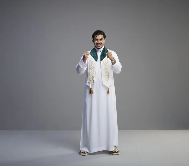Saudi Man in Patriotic Celebration Attire
