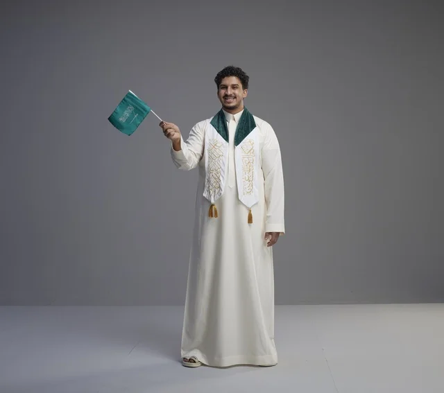 Saudi Graduate with National Flag in Studio