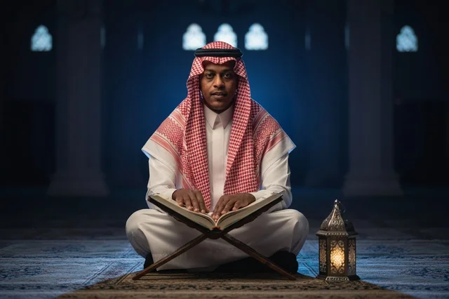 رجل سعودي يقرأ القرآن الكريم داخل المسجد رجل سعودي يقرأ القرآن الكريم داخل المسجد