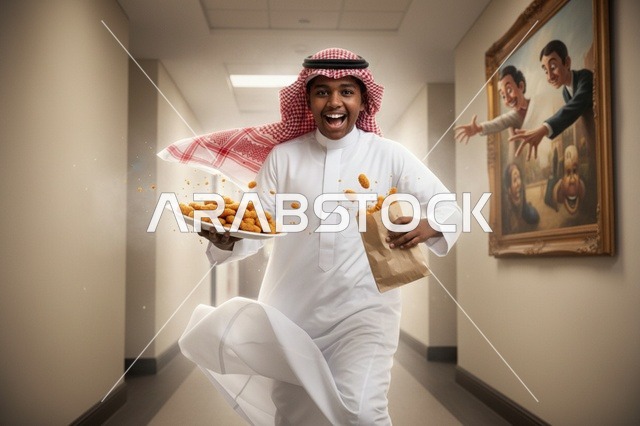 رجل سعودي يركض بقطع الدجاج في الممر