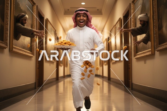 شاب سعودي يركض بقطع الدجاج داخل متحف فني