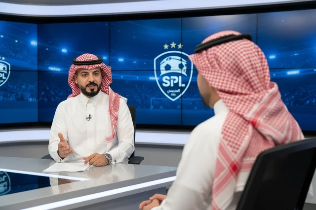 Saudi Men in TV Studio Discussing Saudi Pro League