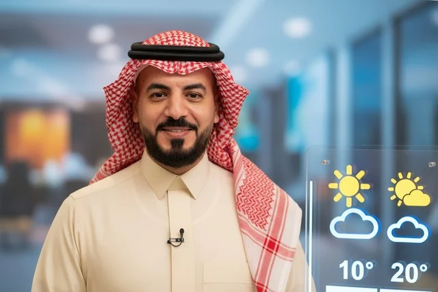 Saudi News Anchor Presenting Weather Forecast