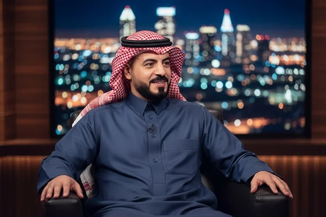 رجل سعودي بالزي التقليدي في مقابلة إعلامية