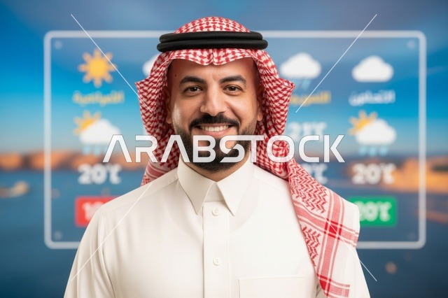 رجل سعودي يقدم نشرة الأحوال الجوية الرقمية