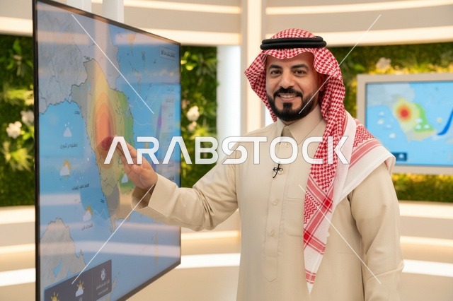 خبير أرصاد سعودي يقدم نشرة الطقس في الاستوديو