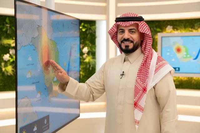 خبير أرصاد سعودي يقدم نشرة الطقس في الاستوديو