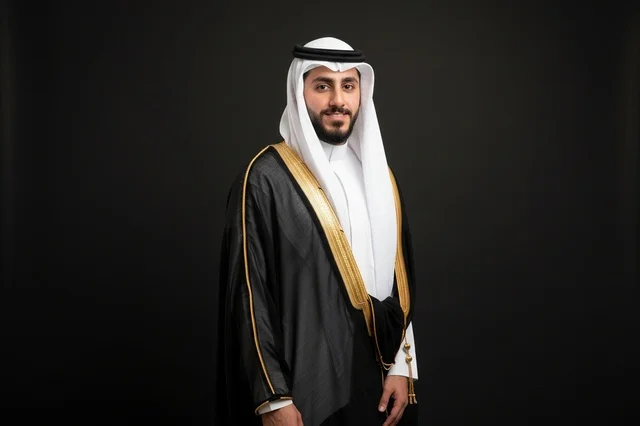 Saudi Man in Traditional Black Bisht Portrait