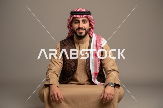 رجل سعودي بالزي التقليدي والثوب والسديري