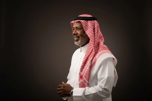 Elderly Saudi Man in Traditional Attire Studio Portrait