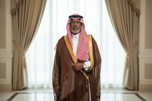 رجل سعودي بالزي التقليدي البشت والشماغ