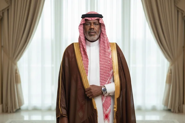 Saudi Man in Traditional Bisht and Thobe Portrait