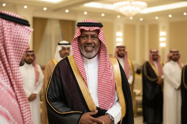 رجل سعودي بالبشت التقليدي في مناسبة رسمية