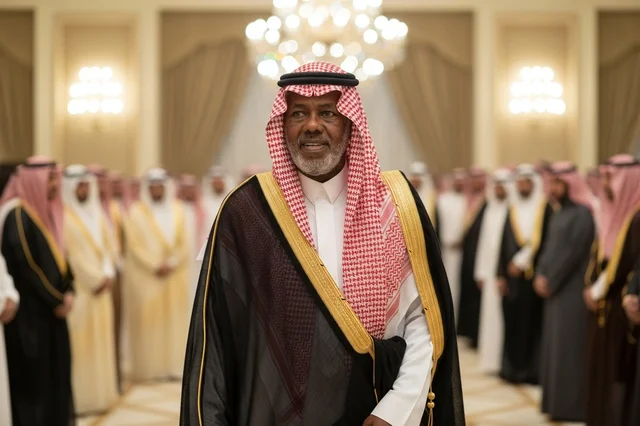 Saudi Man in Traditional Bisht at Formal Palace Event