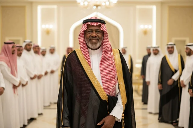Saudi Man in Traditional Bisht at Formal Celebration