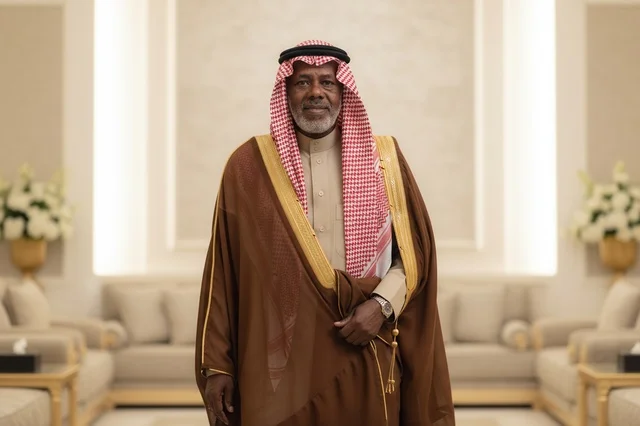 Saudi Man in Traditional Bisht and Formal Wear