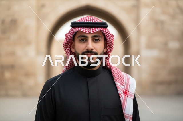 بورتريه لرجل سعودي بالثوب الأسود والشماغ
