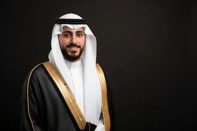 Saudi Man in Traditional Black Bisht Portrait