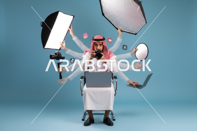 Saudi Photographer Multitasking Content Creator Studio