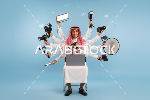 Saudi Content Creator Multitasking with Photography Gear