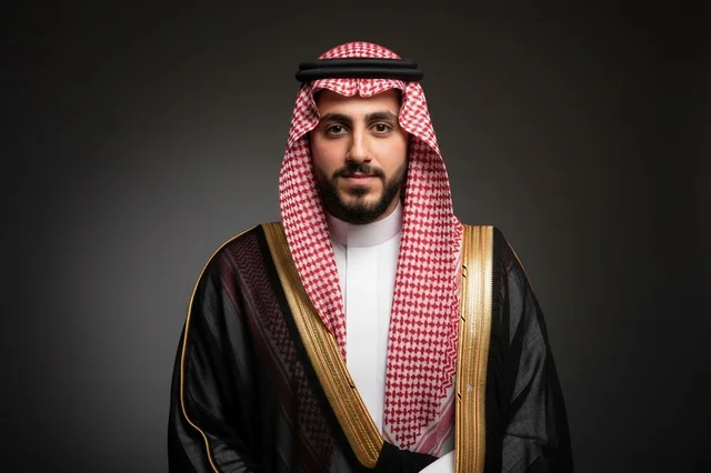 Saudi Man in Traditional Bisht and Ghutra Portrait