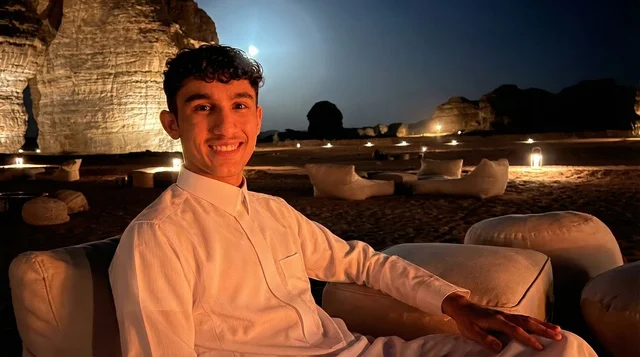 Saudi Man in Traditional Thobe at Al-Ula Night Camp